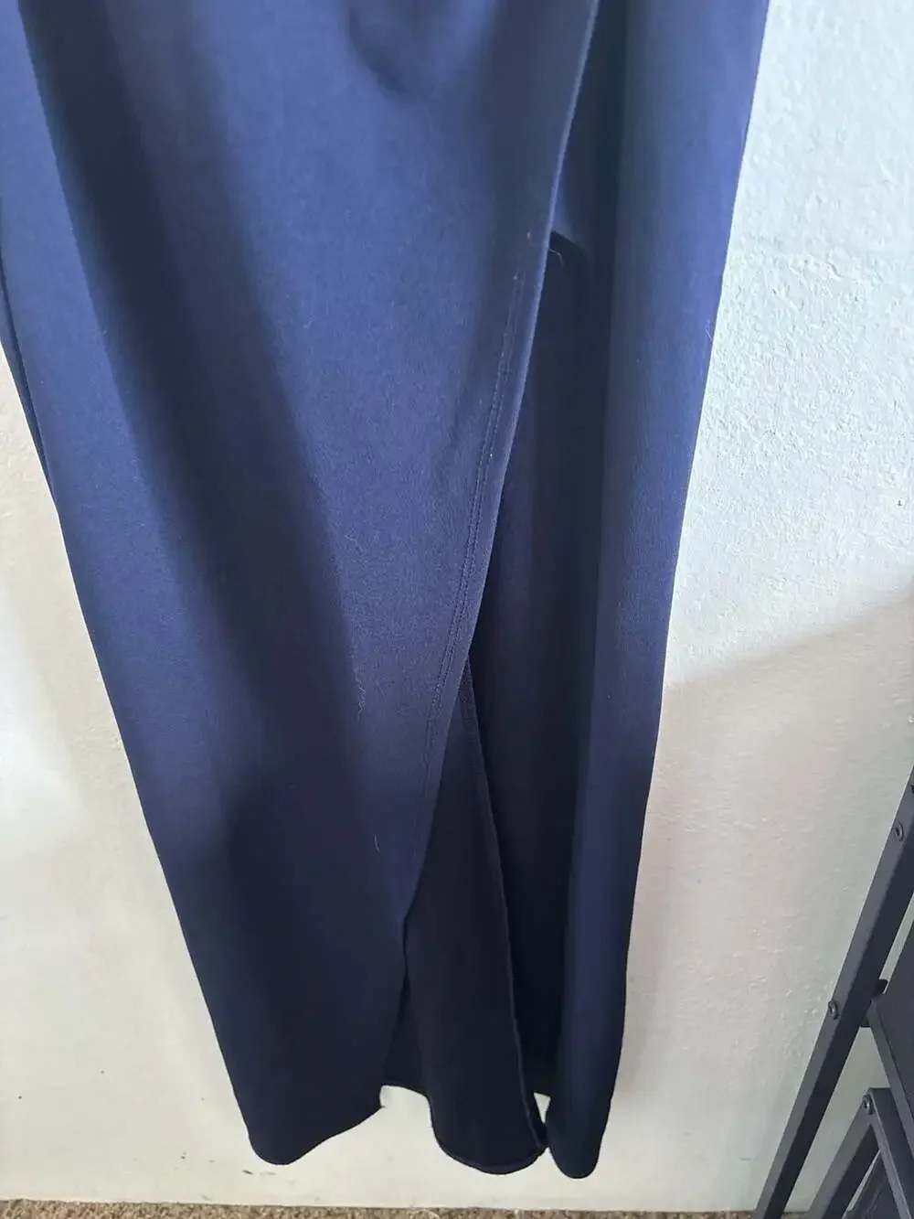 Windsor Navy Blue Drape Front High Slit Maxi Dress Size S - Picture 4 of 4